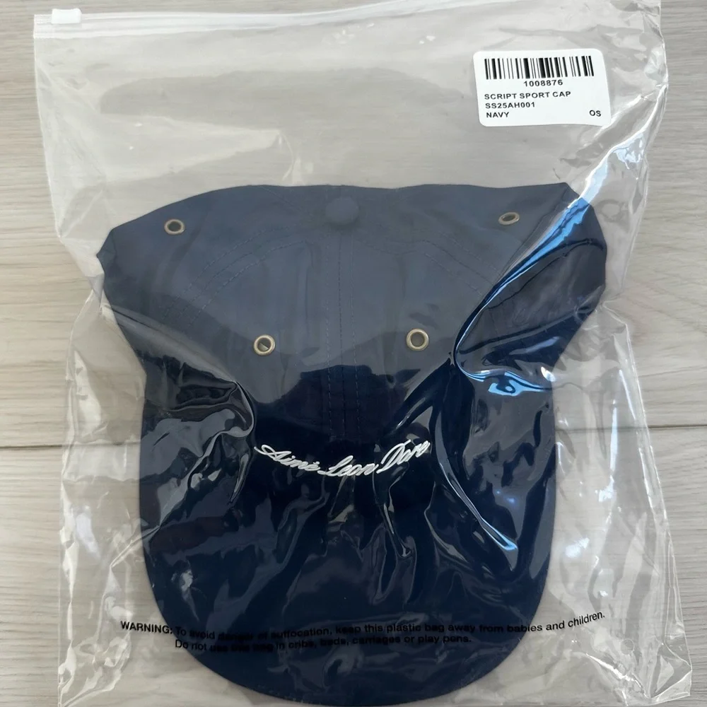 NEW AIME LEON DORE script sport nylon twill 6 panel hat cap navy
